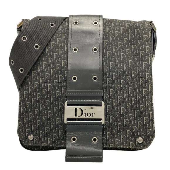 Auth DIOR/ChristianDior Street Chic Black Jacquard Leather Shoulder Bag - Picture 1 of 15